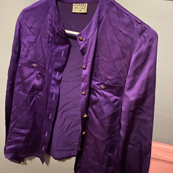 CHANEL | Tops | Chanel Purple Shirt S 